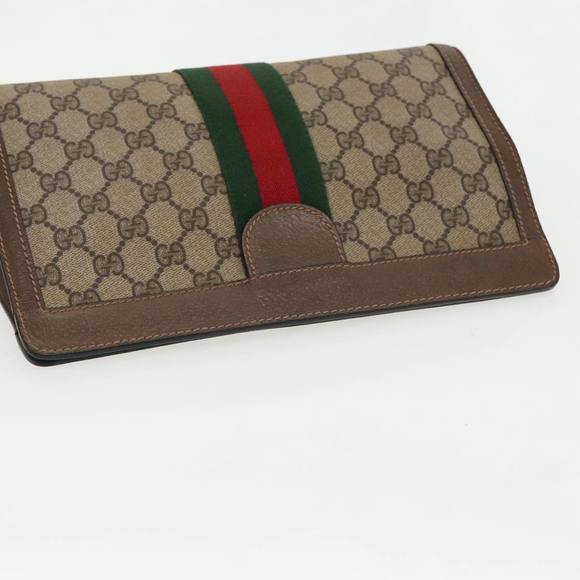 GUCCI GG Supreme Web Sherry Line Clutch Bag PVC Beige 84 014 2125 28 Auth th5404 - Picture 6 of 16